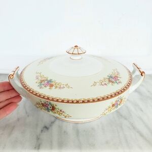 Noritake China Covered Casserole Dish With Double Handle Made in Occupied Japan